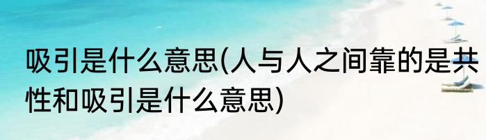 吸引是什么意思(人与人之间靠的是共性和吸引是什么意思)