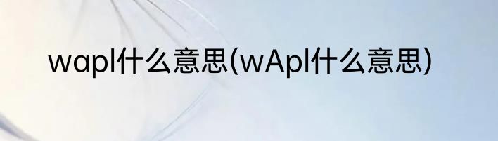 wapl什么意思(wApl什么意思)