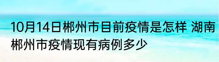 10月14日郴州市目前疫情是怎样 湖南郴州市疫情现有病例多少