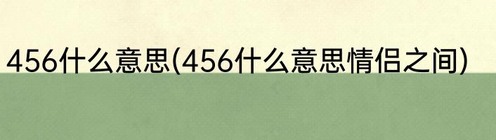 456什么意思(456什么意思情侣之间)