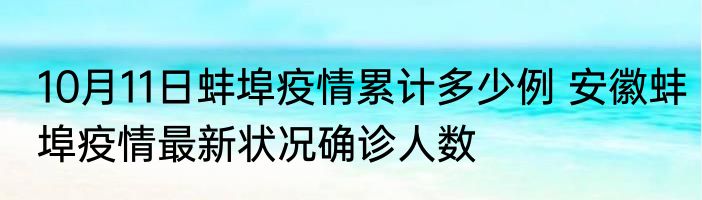 10月11日蚌埠疫情累计多少例 安徽蚌埠疫情最新状况确诊人数