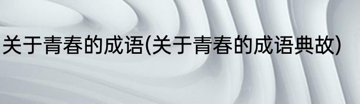 关于青春的成语(关于青春的成语典故)