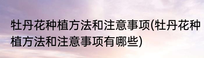 牡丹花种植方法和注意事项(牡丹花种植方法和注意事项有哪些)