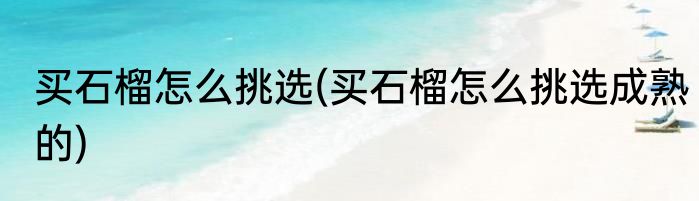 买石榴怎么挑选(买石榴怎么挑选成熟的)