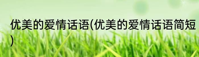 优美的爱情话语(优美的爱情话语简短)