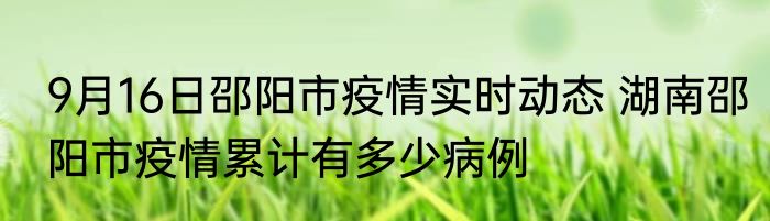9月16日邵阳市疫情实时动态 湖南邵阳市疫情累计有多少病例