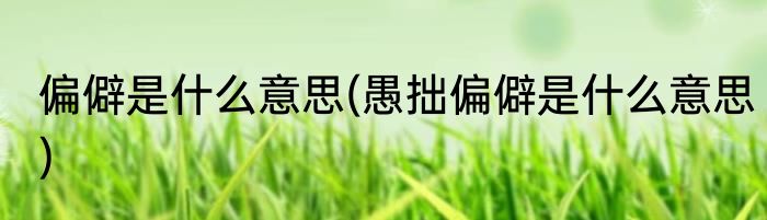 偏僻是什么意思(愚拙偏僻是什么意思)