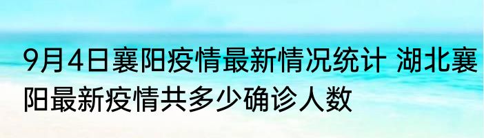 9月4日襄阳疫情最新情况统计 湖北襄阳最新疫情共多少确诊人数