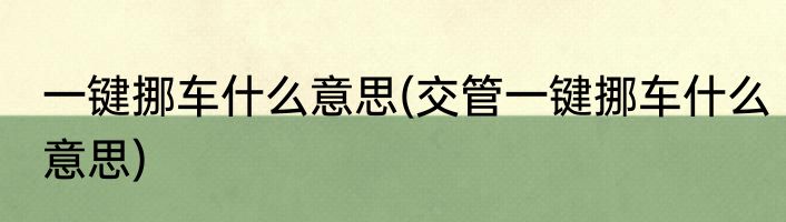 一键挪车什么意思(交管一键挪车什么意思)