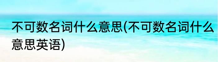 不可数名词什么意思(不可数名词什么意思英语)