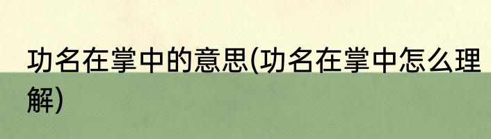 功名在掌中的意思(功名在掌中怎么理解)