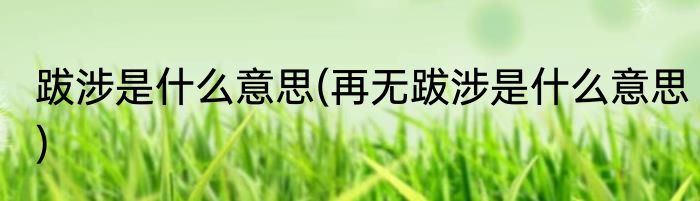 跋涉是什么意思(再无跋涉是什么意思)
