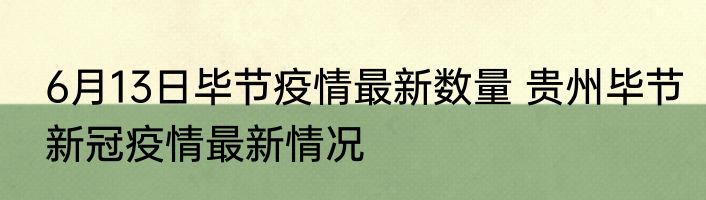6月13日毕节疫情最新数量 贵州毕节新冠疫情最新情况