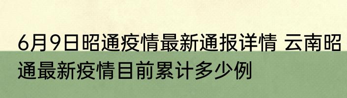 6月9日昭通疫情最新通报详情 云南昭通最新疫情目前累计多少例
