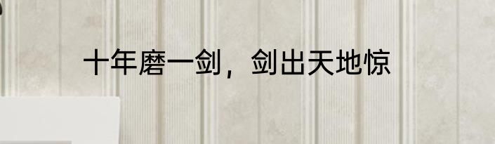 十年磨一剑，剑出天地惊
