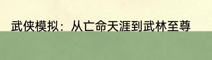 武侠模拟：从亡命天涯到武林至尊