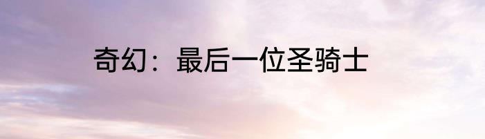 奇幻：最后一位圣骑士