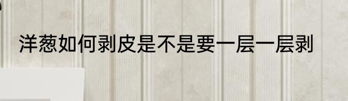 洋葱如何剥皮是不是要一层一层剥