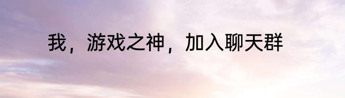 我，游戏之神，加入聊天群