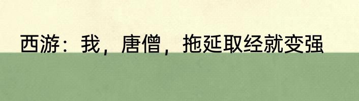 西游：我，唐僧，拖延取经就变强