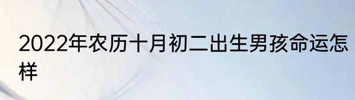 2022年农历十月初二出生男孩命运怎样