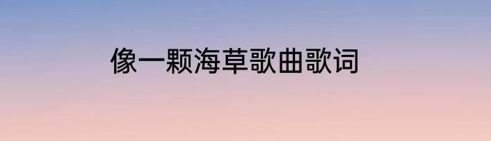 像一颗海草歌曲歌词
