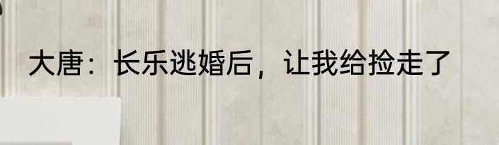 大唐：长乐逃婚后，让我给捡走了