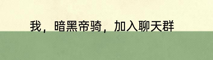 我，暗黑帝骑，加入聊天群