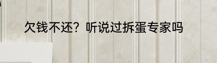 欠钱不还？听说过拆蛋专家吗