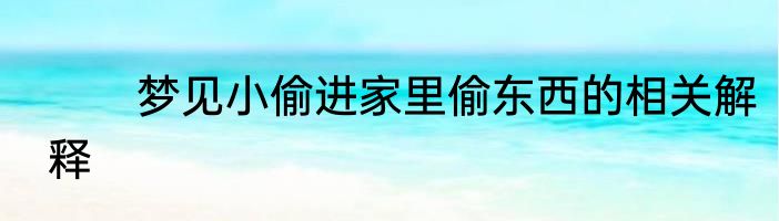 　　梦见小偷进家里偷东西的相关解释