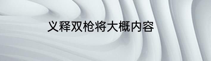 义释双枪将大概内容