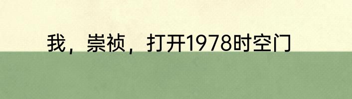 我，崇祯，打开1978时空门