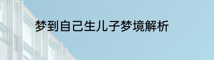 梦到自己生儿子梦境解析