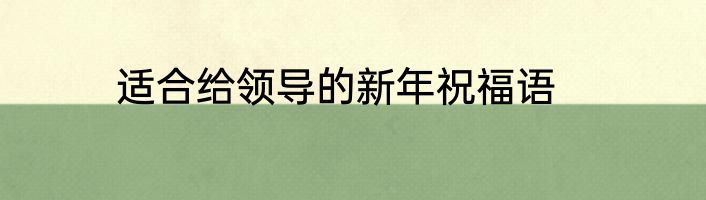 适合给领导的新年祝福语