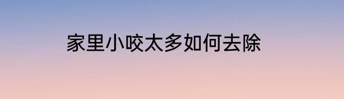 家里小咬太多如何去除