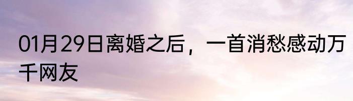 01月29日离婚之后，一首消愁感动万千网友