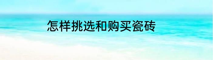 怎样挑选和购买瓷砖