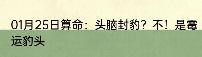 01月25日算命：头脑封豹？不！是霉运豹头