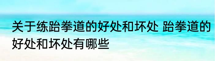 关于练跆拳道的好处和坏处 跆拳道的好处和坏处有哪些