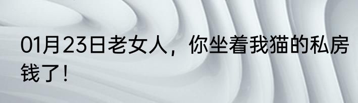 01月23日老女人，你坐着我猫的私房钱了！