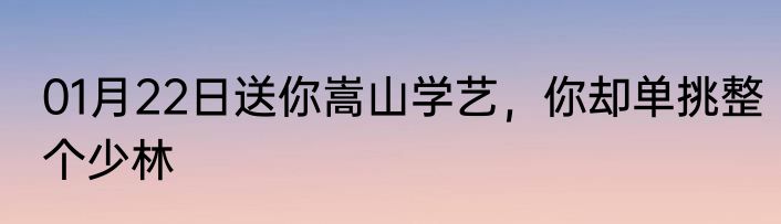 01月22日送你嵩山学艺，你却单挑整个少林