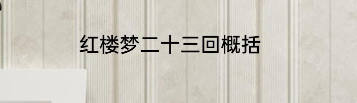 红楼梦二十三回概括