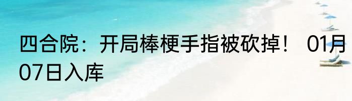 四合院：开局棒梗手指被砍掉！ 01月07日入库