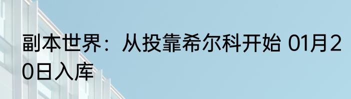 副本世界：从投靠希尔科开始 01月20日入库