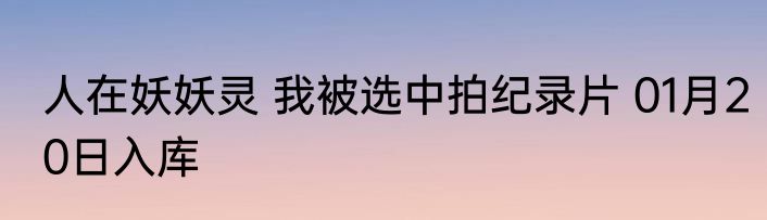 人在妖妖灵 我被选中拍纪录片 01月20日入库