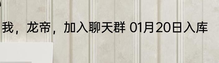 我，龙帝，加入聊天群 01月20日入库