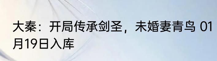大秦：开局传承剑圣，未婚妻青鸟 01月19日入库