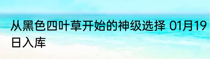 从黑色四叶草开始的神级选择 01月19日入库