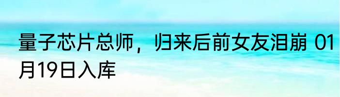量子芯片总师，归来后前女友泪崩 01月19日入库