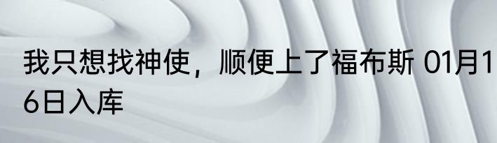 我只想找神使，顺便上了福布斯 01月16日入库